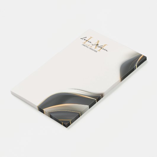 Elegant Luxe Aesthetics Monogram Black Veil  ポストイット (アングル)