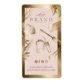 Elegant Luxe Pink Gold Floral Beauty Business Box ラベル (正面)