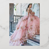 Elegant Luxe Quinceanera Photo Invitation 箔招待状 (裏面)