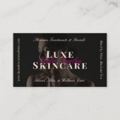 Elegant Luxe Spa Skincare Esthetician Black Pink 名刺 (正面)