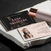 Elegant Luxe Spa Skincare Esthetician Black Pink 名刺