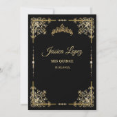 Elegant Luxurious Gold and Black Quinceanera 招待状 (裏面)