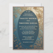 Elegant Luxurious Green Gold Florals Vines Wedding 招待状 (正面)