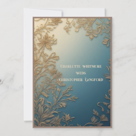 Elegant Luxurious Green Gold Florals Vines Wedding 招待状 (裏面)