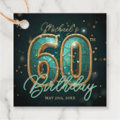 Elegant Luxurious Teal and Gold 60th Birthday フェイバータグ (正面)