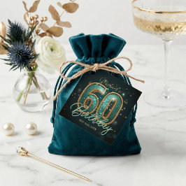 Elegant Luxurious Teal and Gold 60th Birthday フェイバータグ