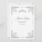 Elegant Luxurious White and Grey Quinceanera 招待状 (裏面)