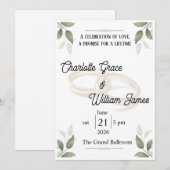 Elegant Luxury 結婚式招待状 テンプレート | Timel (正面/裏面)
