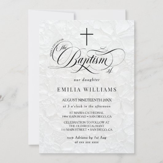 Elegant Luxury Baptism  招待状 (正面)