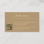 Elegant luxury beige and gold QR code hairstylist 名刺 (裏面)