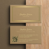 Elegant luxury beige and gold QR code hairstylist 名刺