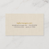 Elegant Luxury Beige Linen Gold Logo Monogram 名刺 (裏面)
