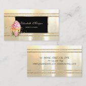 Elegant Luxury ,Black ,Faux Gold Glittery Stripes 名刺 (正面/裏面)