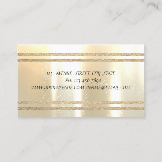 Elegant Luxury ,Black ,Faux Gold Glittery Stripes 名刺 (裏面)