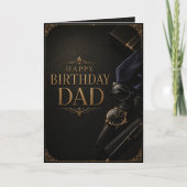 Elegant Luxury Black & Gold Birthday Card for Dad カード (正面)