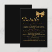 Elegant Luxury Black & Golden Bow Wedding Details エンクロージャーカード (正面/裏面)