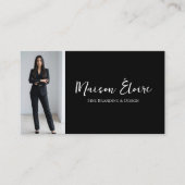 Elegant Luxury Black Modern Professional Photo Qr 名刺 (正面)