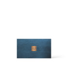 Elegant luxury blue leather copper gold monogram