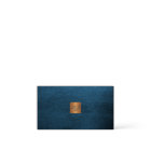 Elegant luxury blue leather copper gold monogram