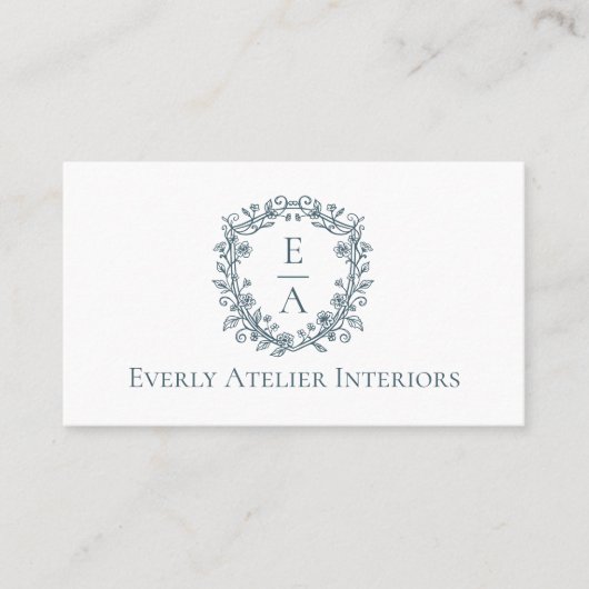 Elegant Luxury Boutique Floral Monogram Crest Logo 名刺 (正面)