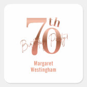 Elegant Luxury Chic Rose Gold 70th Birthday スクエアシール (正面)