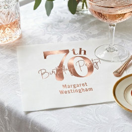 Elegant Luxury Chic Rose Gold 70th Birthday スタンダードカクテルナプキン