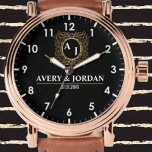 Elegant Luxury couple names Monogram 腕時計<br><div class="desc">Caouple names custom watch Men and Women luxurious and easy to read, simple design, elegant and stylish, perfect mechanical watch. Couples Watches Specifications💕: His and Hers name Stainless Steel Watch💕: High-quality stainless steel bracelet, durable to use. Equipped with a hidden butterfly buckle, safe and easy to operate, bringing you a...</div>