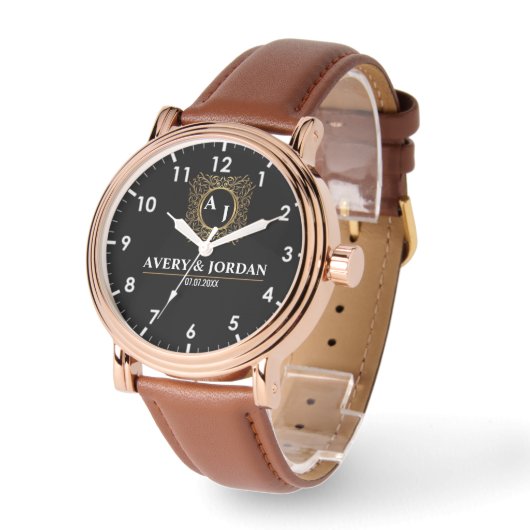 Elegant Luxury couple names Monogram 腕時計 (傾斜)