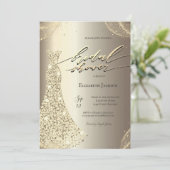 Elegant Luxury Dress Gold Bridal Shower  招待状 (スタンド正面)