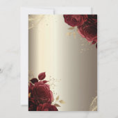 Elegant Luxury Dress Red Roses Gold Quinceañera 招待状 (裏面)