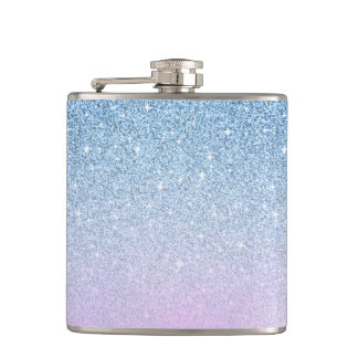 Elegant Luxury Faux Glitter Blue Rose Gold フラスク