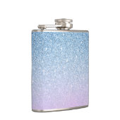 Elegant Luxury Faux Glitter Blue Rose Gold フラスク (右)