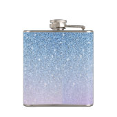 Elegant Luxury Faux Glitter Blue Rose Gold フラスク (裏面)