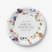 Elegant Luxury Floral Bridal Shower ペーパープレート (正面)