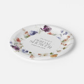 Elegant Luxury Floral Bridal Shower ペーパープレート (アングル)