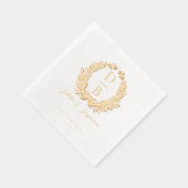 Elegant Luxury Floral Wreath Wedding Monogram 箔ナプキン (右)
