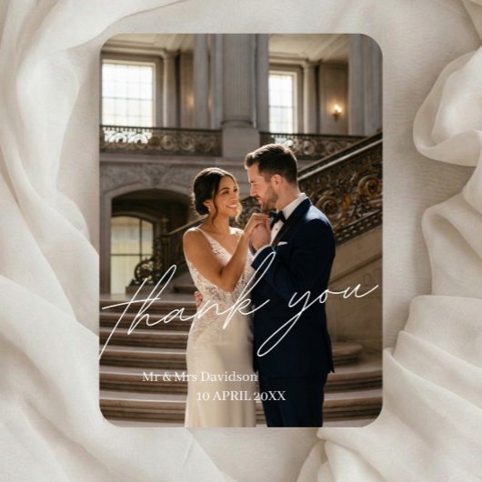 Elegant Luxury Full Photo Wedding Thank You Card 招待状