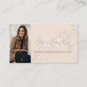 Elegant Luxury Gold Marble Script Monogram Photos 名刺 (正面)