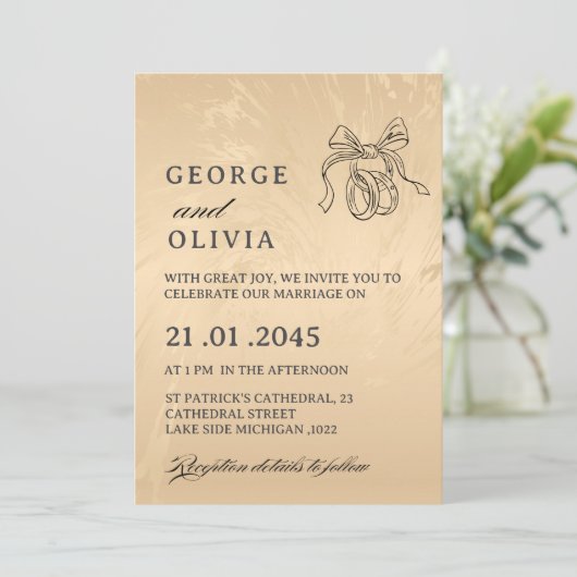 Elegant Luxury Gold Marbled Wedding 招待状 (スタンド正面)