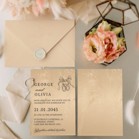 Elegant Luxury Gold Marbled Wedding 招待状