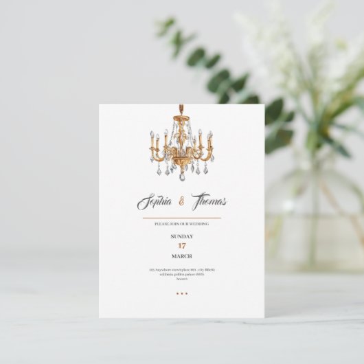 Elegant luxury golden classy wedding invitation 招待状 (スタンド正面)