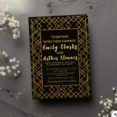 Elegant Luxury Golden Ornament Wedding Invitation 招待状