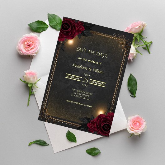 Elegant Luxury Goth Glam Wedding Save The Date