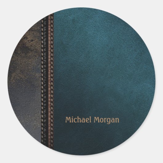 Elegant Luxury Green Brown Leather Look ラウンドシール (正面)