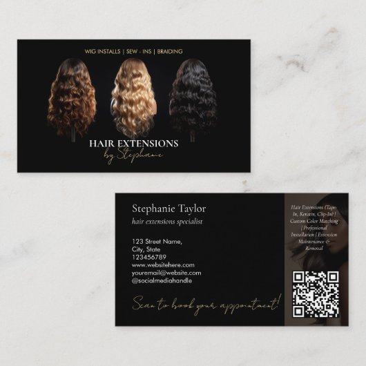 Elegant Luxury Hair Extensions Wig Installs Photo 名刺 (正面/裏面)