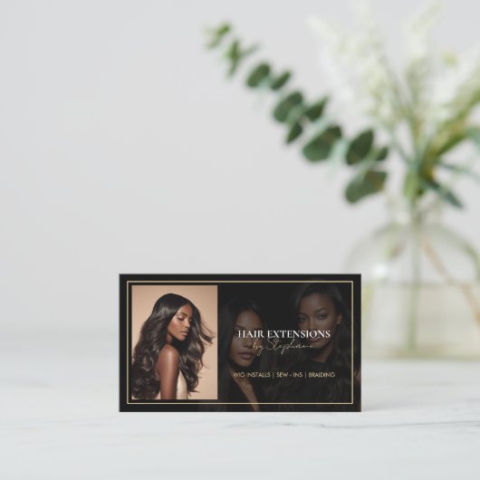 Elegant Luxury Hair Stylist Extensions Wigs Photo 名刺 (スタンド正面)