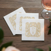 Elegant Luxury Hand Drawn Crest Wedding Monogram 箔ナプキン