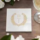 Elegant Luxury Hand Drawn Wreath Wedding Monogram 箔ナプキン