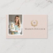 Elegant Luxury Home Baker Floral Crest Monogram  名刺 (正面)