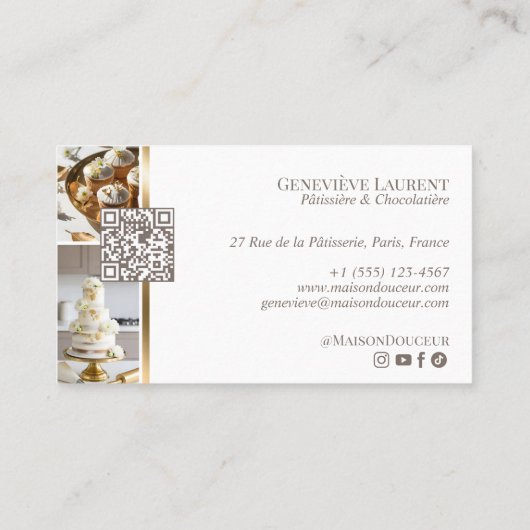 Elegant Luxury Home Baker Floral Crest Monogram  名刺 (裏面)